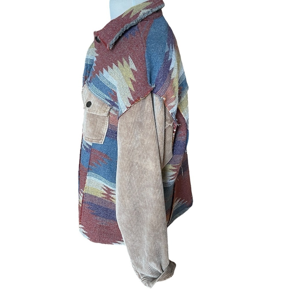 Pol Jacket Shacket Southwestern Pattern Corduroy … - image 3